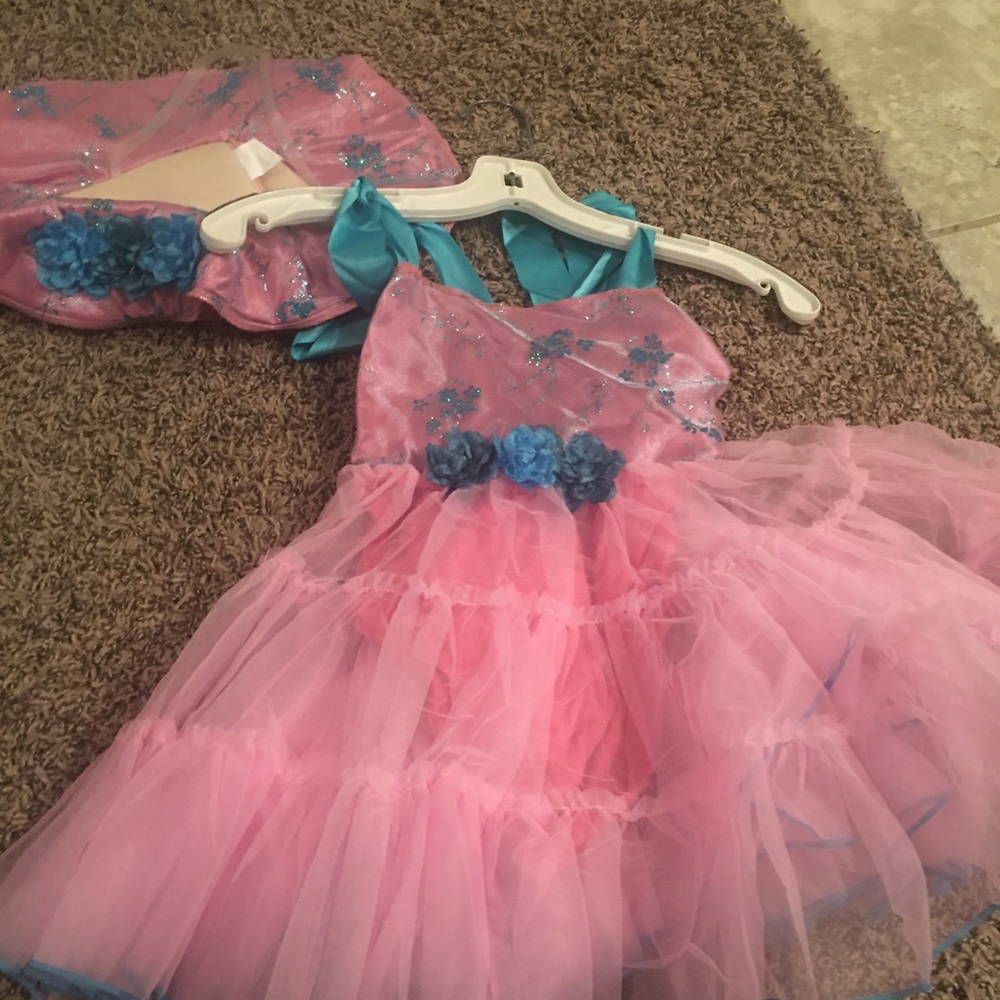 *Pink and baby blue trim dance costume